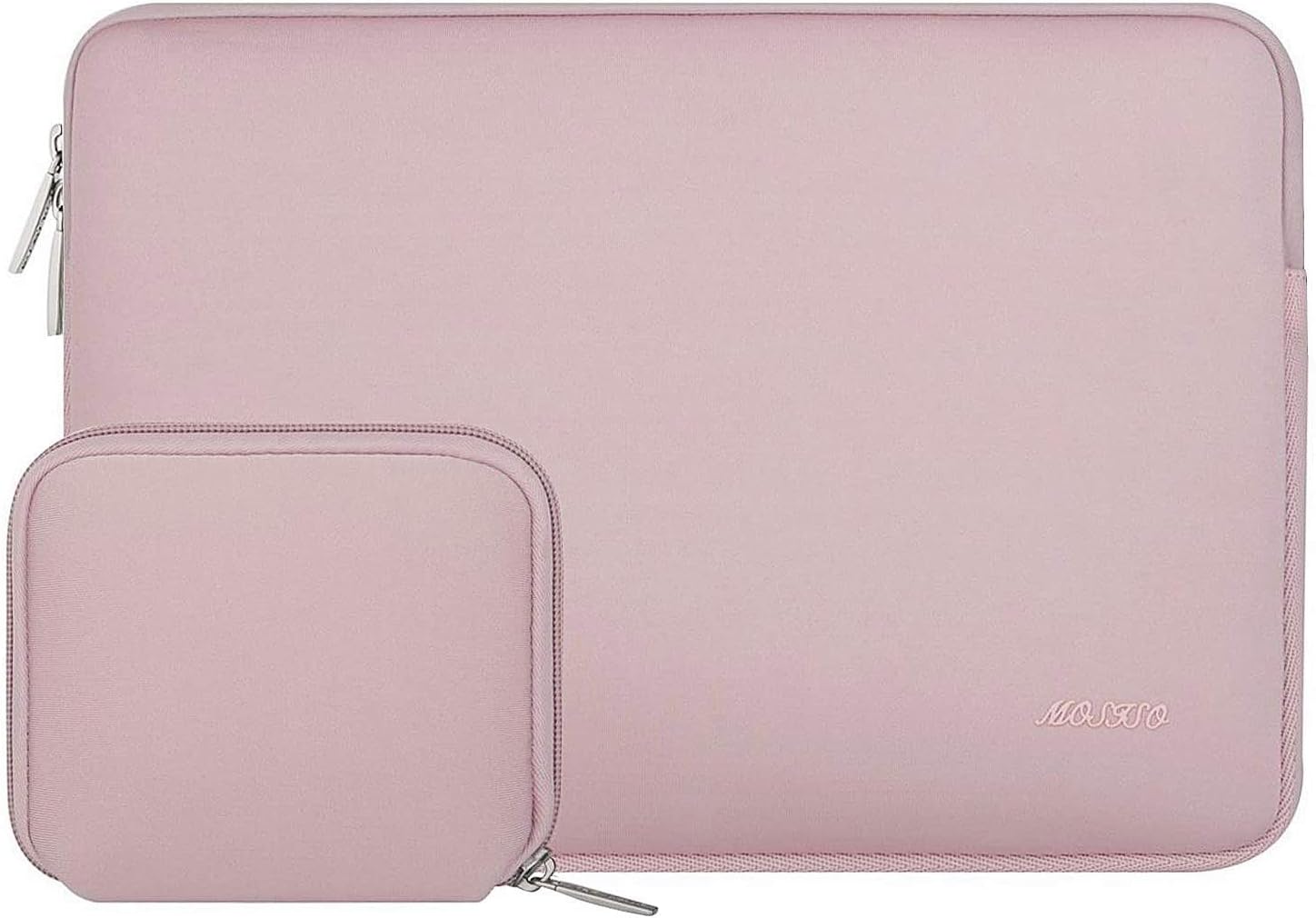 MOSISO Laptop Sleeve Compatible with MacBook Air/Pro, 13-13.3 inch Notebook, Compatible with MacBook Pro 14 inch M3 M2 M1 Chip Pro Max 2024-2021, Neoprene Bag with Small Case, Baby Pink