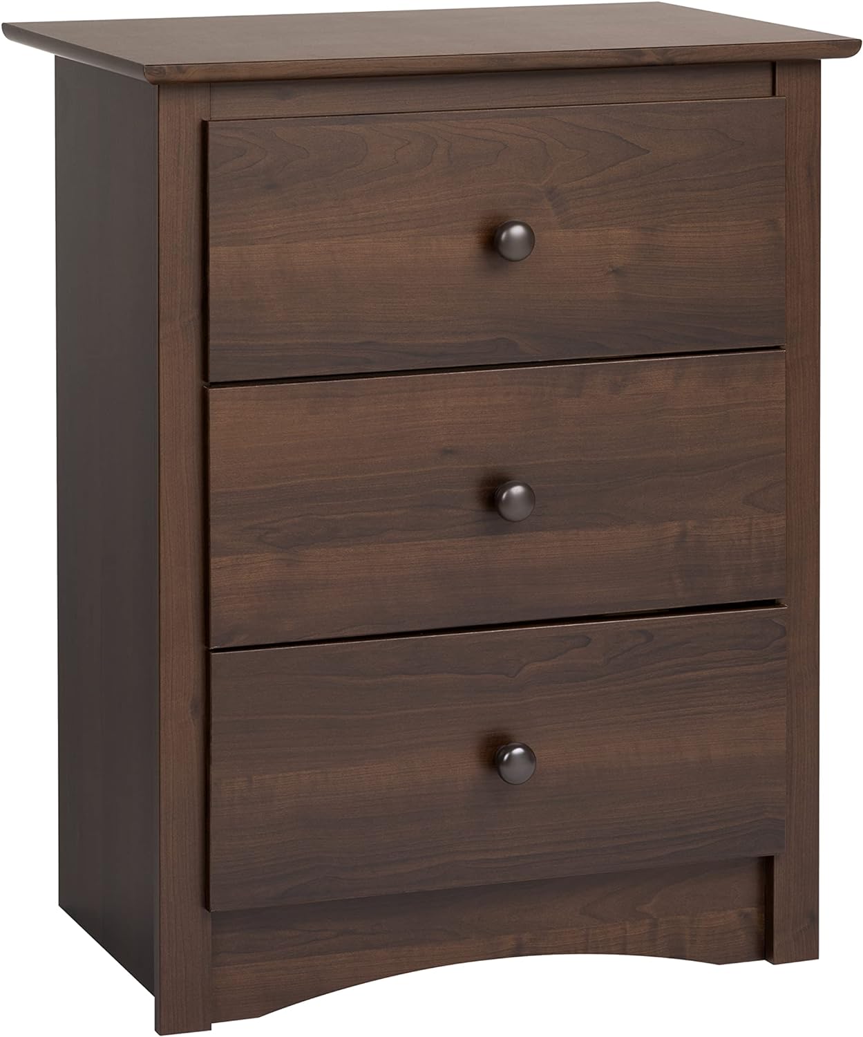 Prepac Sonoma Traditional Tall Nightstand Side Table with 3 Drawers, Functional Tall 3-Drawer Bedside Table 16 D x 23 W x 29 H, Espresso, EDC-2403