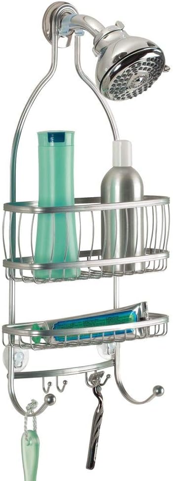 iDesign Metal Extra-Wide Hanging Shower Caddy, The York Collection  10 x 4 x 22, Silver