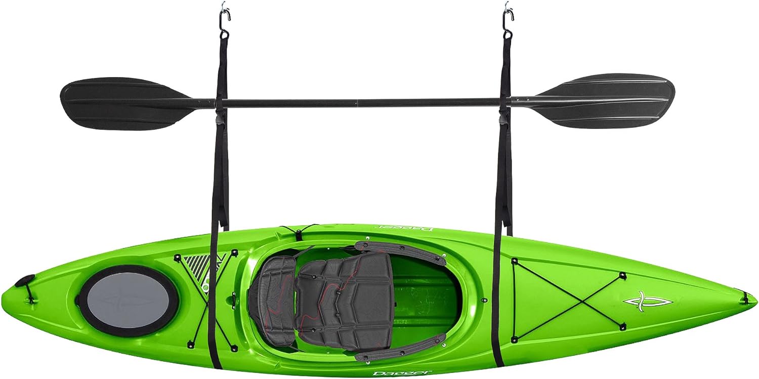 Kayak Rack - Hanging Storage from Wall or Ceiling for Surfboards, Paddleboards, SUP, or Canoe - Adjustable Kayak Straps by RAD Sportz