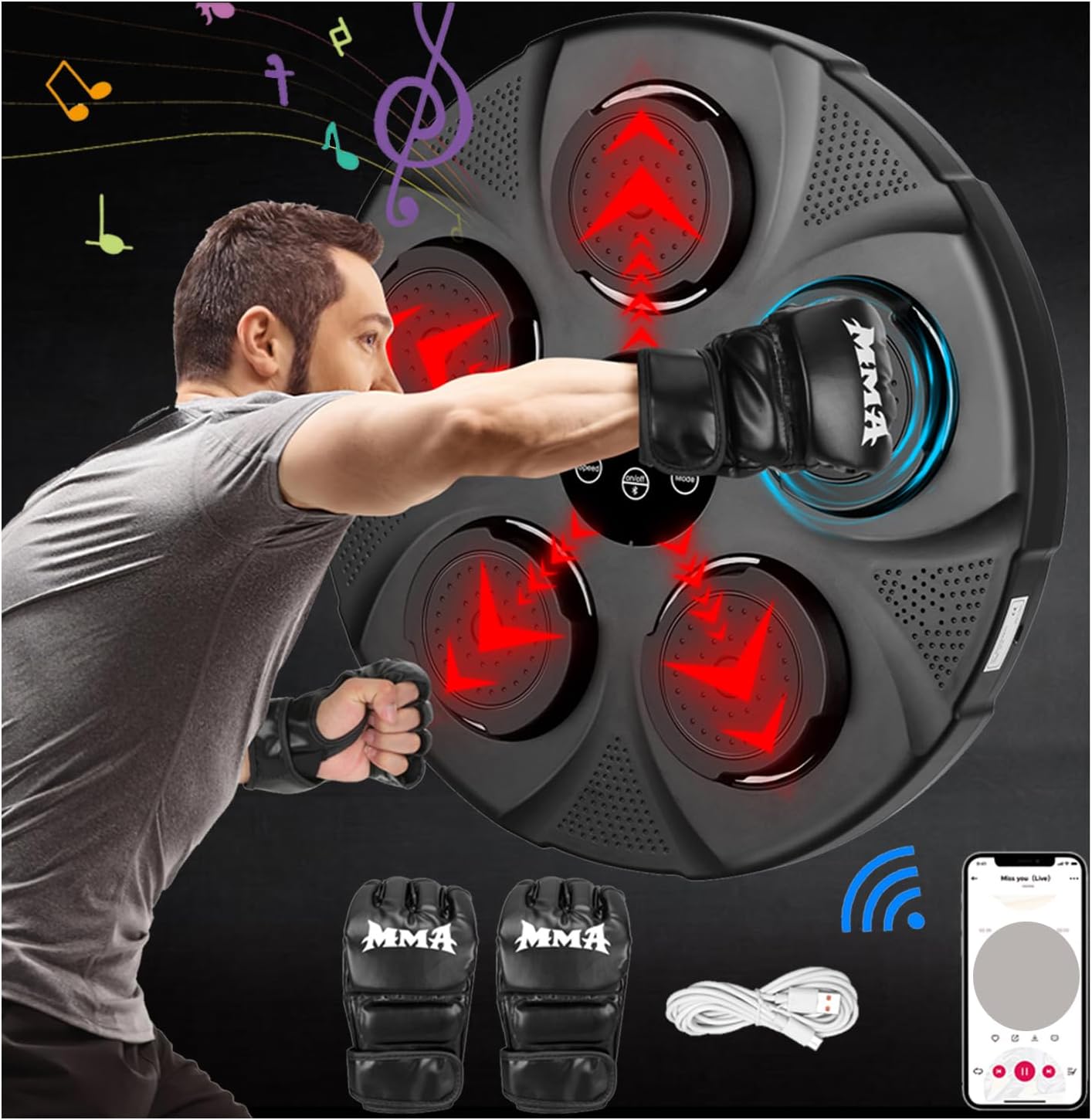 Smart Electronic Music Boxing Machine, Wall Mounted Boxing Machine Training Punching, Smart Boxing Target Workout Machine for Home,Indoor and Gym