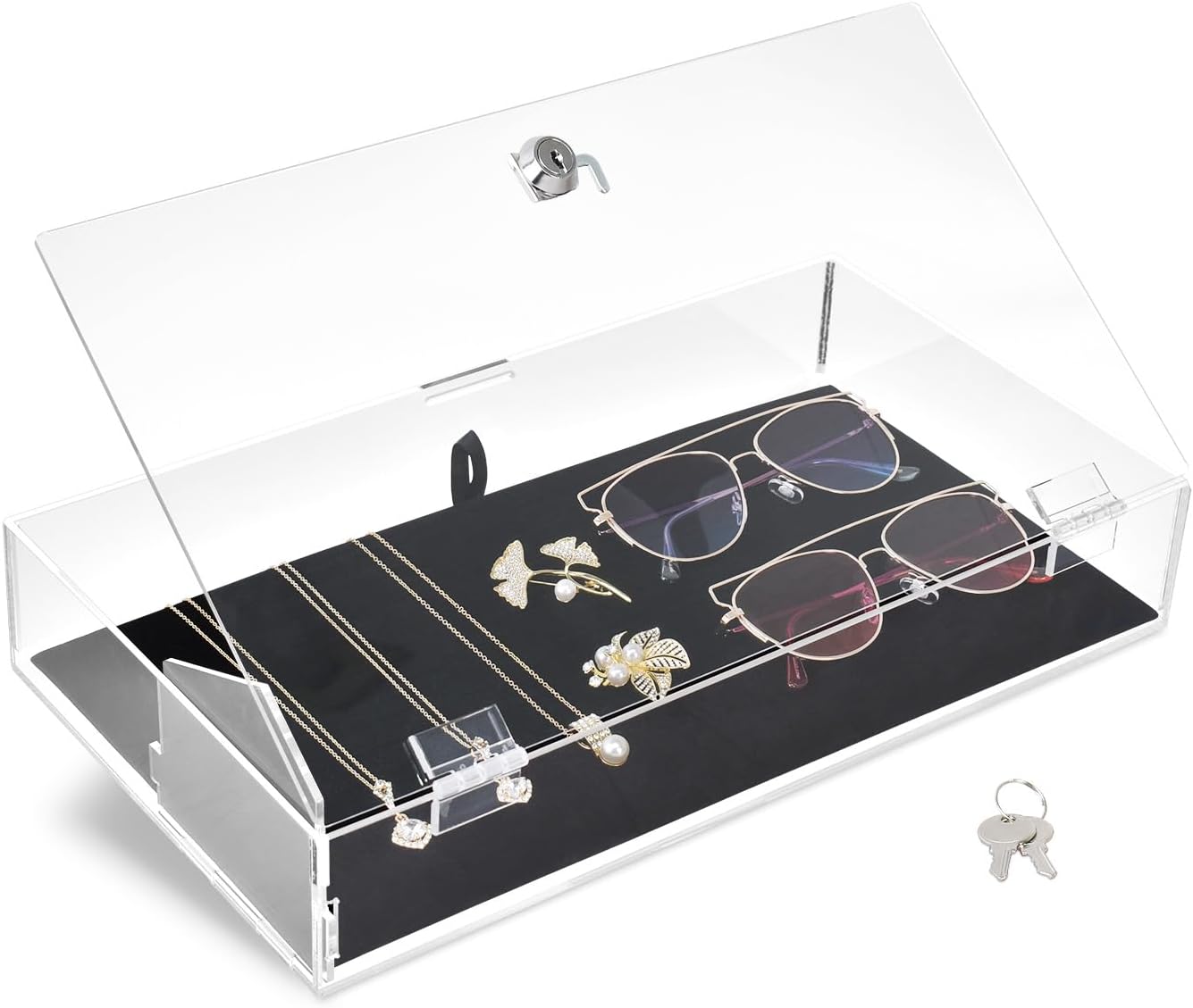 MOOCA Lockable Acrylic Display Cases for Collectibles with a Luxurious Removable Pad, Ideal for Showcasing Collectibles, Watches, Jewelry, Eyewear, and Knives