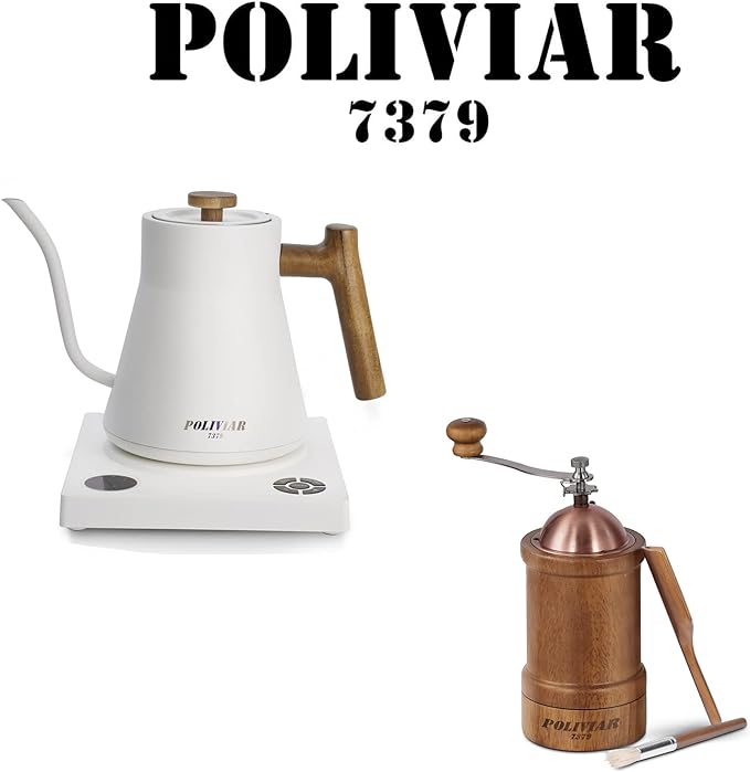 POLIVIAR Electric Gooseneck Kettle & Manual Coffee Grinder