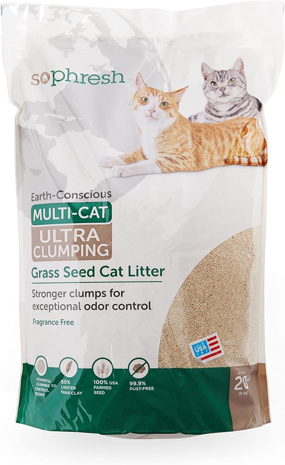 So Phresh Extreme Clumping Unscented Grass Seed Cat Litter, 20 lbs.