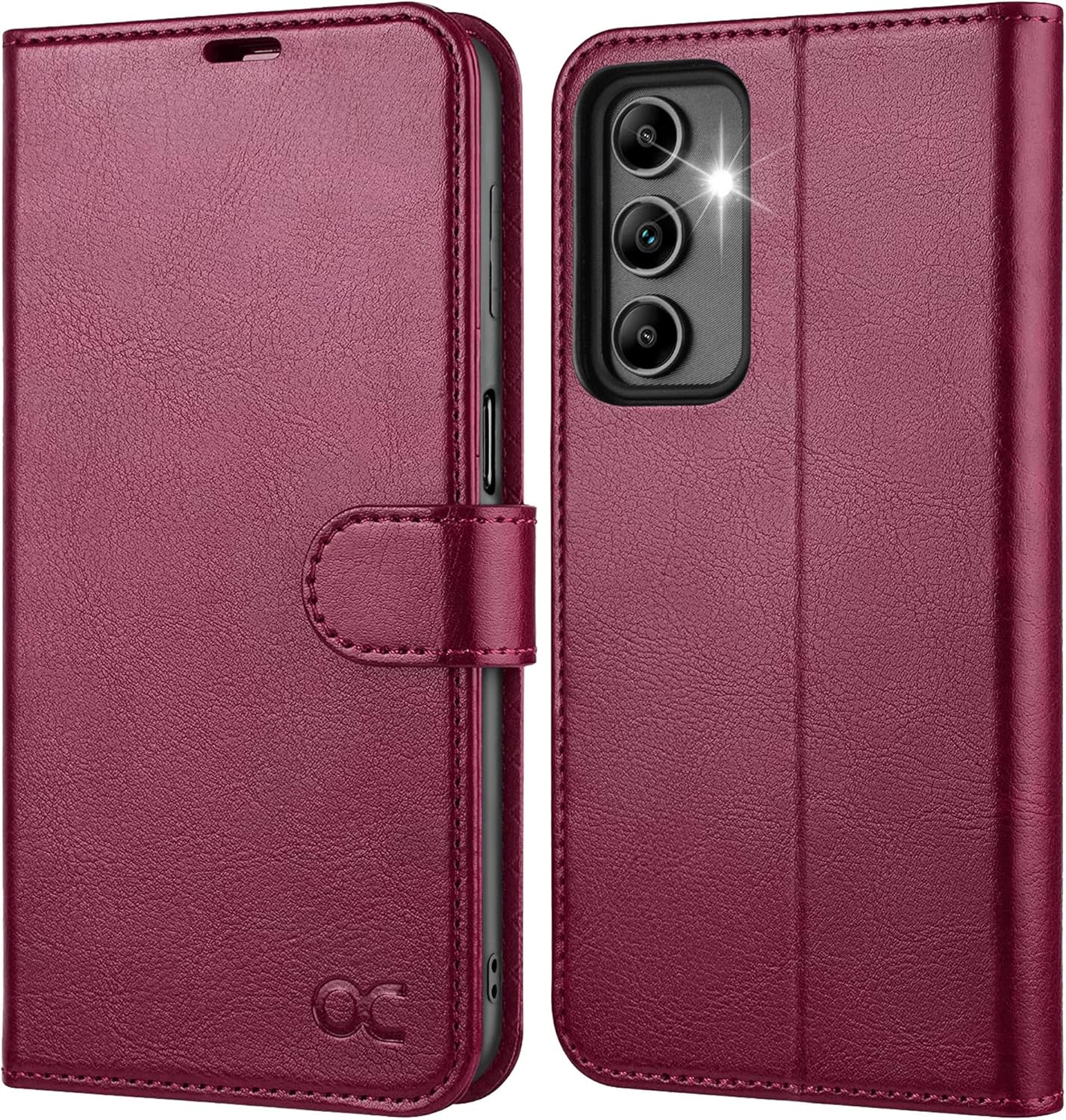 OCASE Compatible with Galaxy A14 5G Wallet Case with Credit Card Holder, PU Leather Flip Folio Book Case with RFID Blocking Kickstand Protective Cover for Women Men - Burgundy