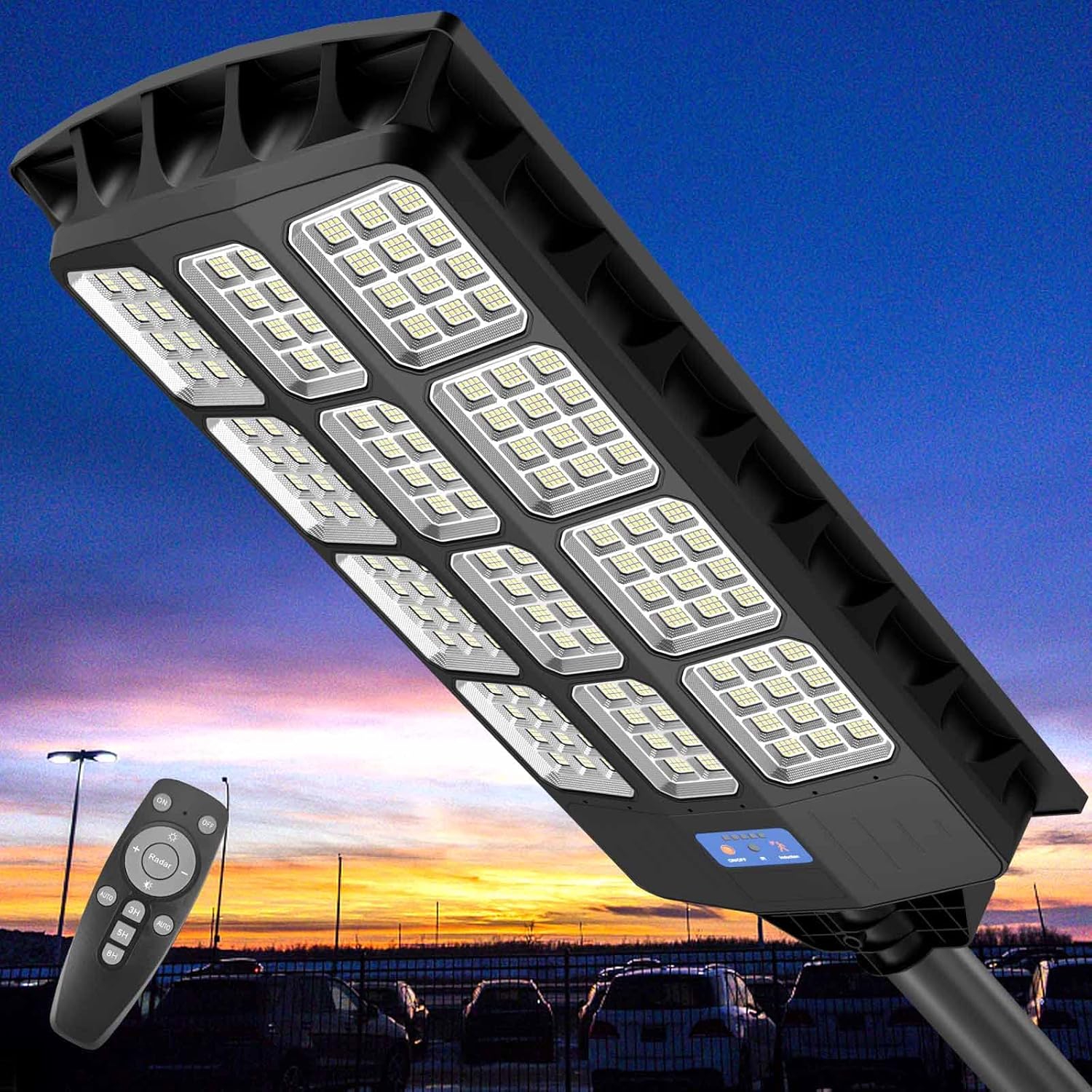 1600W Solar Street Light Outdoor Waterproof, 180000Lm 1536LEDs Solar Parking Lot Lights Dusk to Dawn with Motion Sensor Remote Control, LED Security Flood Lights for Yard, Barn, Path