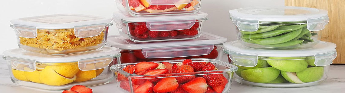 10 Pack Glass Meal Prep Containers, Glass Food Storage Containers with Lids, Airtight Glass Lunch Bento Boxes, BPA-Free & Leak Proof, 36oz & 14oz (10 lids & 10 Containers) - Deep Blue