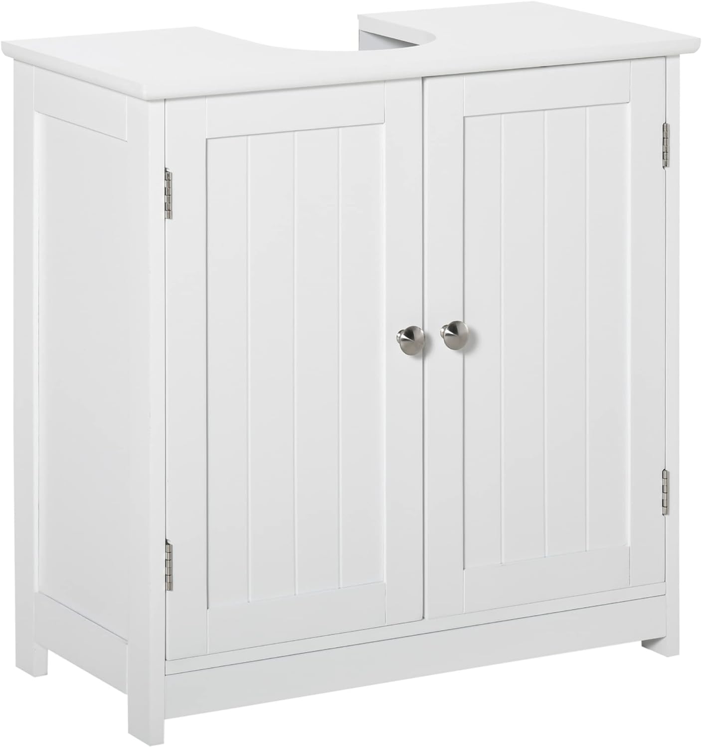 kleankin Pedestal Sink Storage Cabinet, Vanity Base Cabinet, Under Sink Bathroom Cabinet with U-Shape Cut-Out and Adjustable Internal Shelf, White