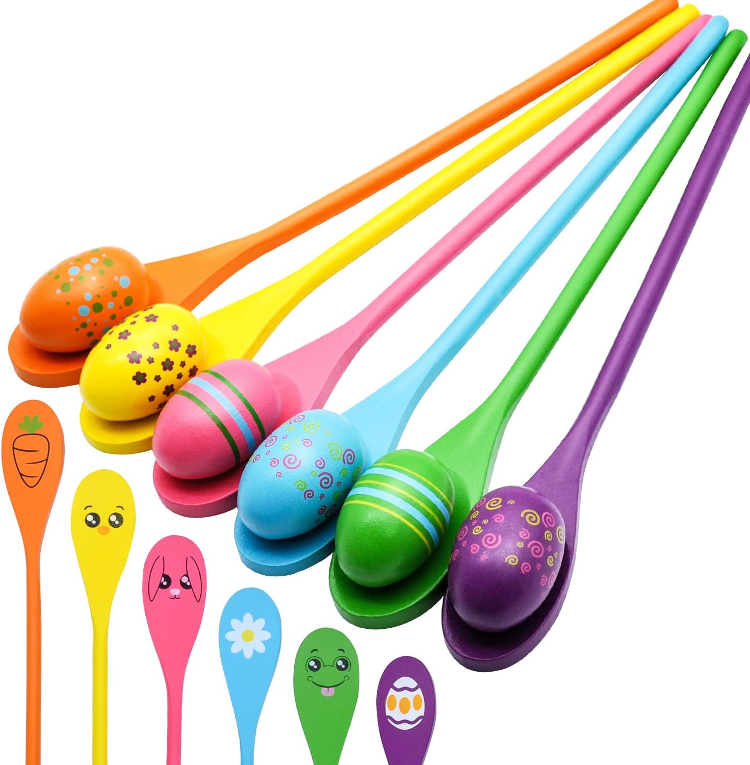 JOYIN 12 Players Carnival Easter Egg and Spoon Relay Game for Kids and Family Activity Lawn Games, Easter Egg Hunt Outdoor Yard Game, Birthday Party Games,Reunion