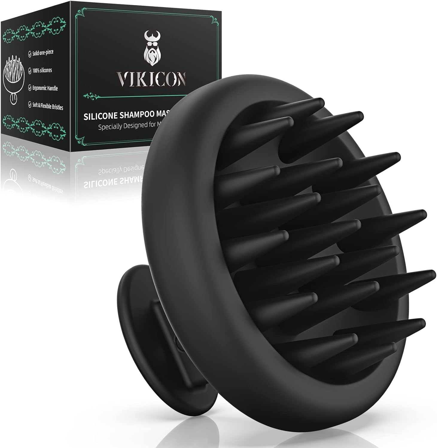 VIKICON Silicone Scalp Massager Shampoo Brush for Hair Growth, Beard Brush for Men, Face & Beard Scrubber Exfoliator, Wet Dry Shower Head Scalp Massager for Exfoliating Dandruff, Gifts for Him Father