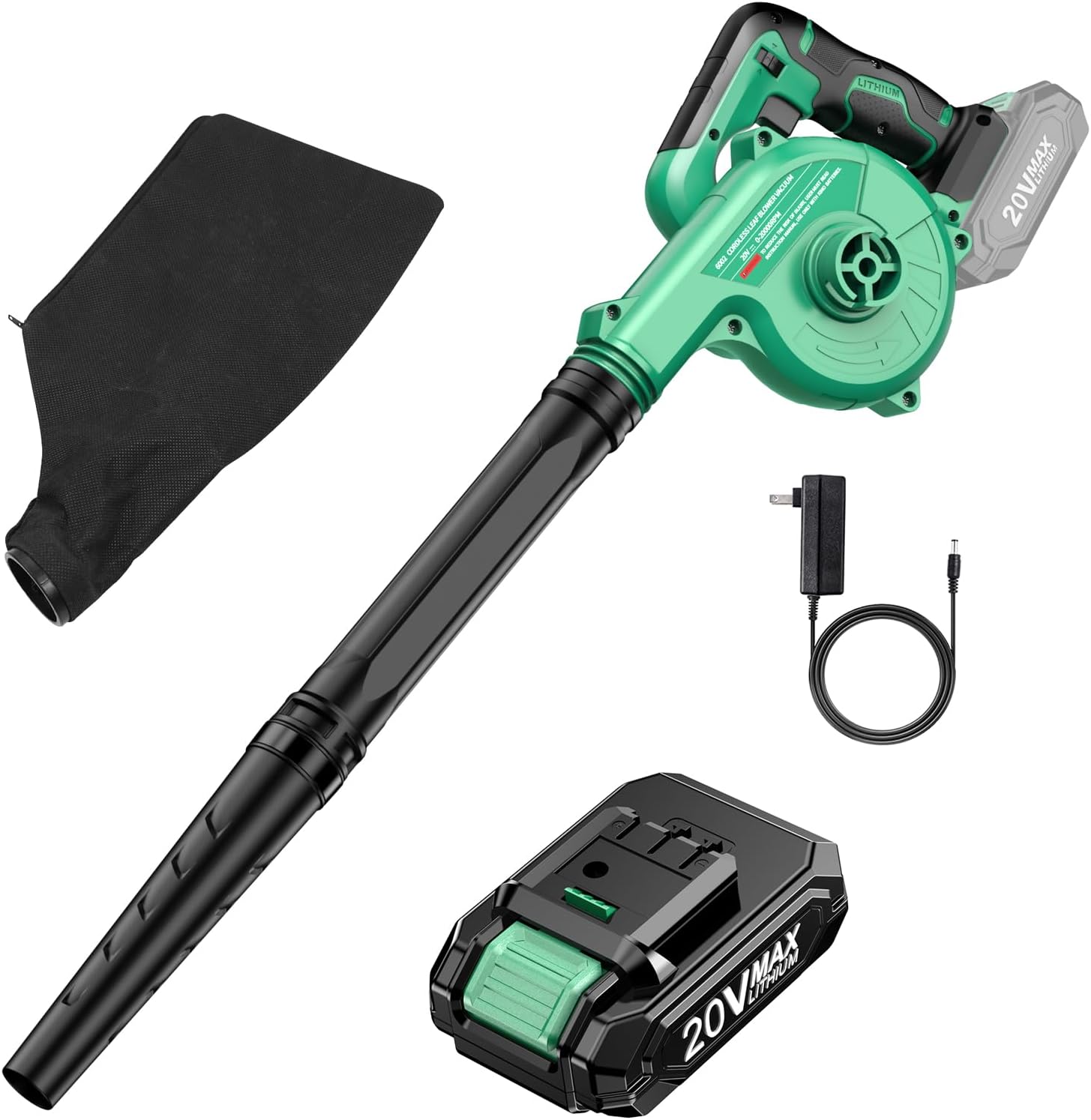 K I M O. Cordless Leaf Blower Vacuum Combo 4 IN 1, 3 Nozzles for Inflation & Compression,3 Modes & Variable Speed, 20000RPM 150MPH, 2000mAh Battery, Extended Tube, Mini Leaf Blowers for Lawn Care|Yard