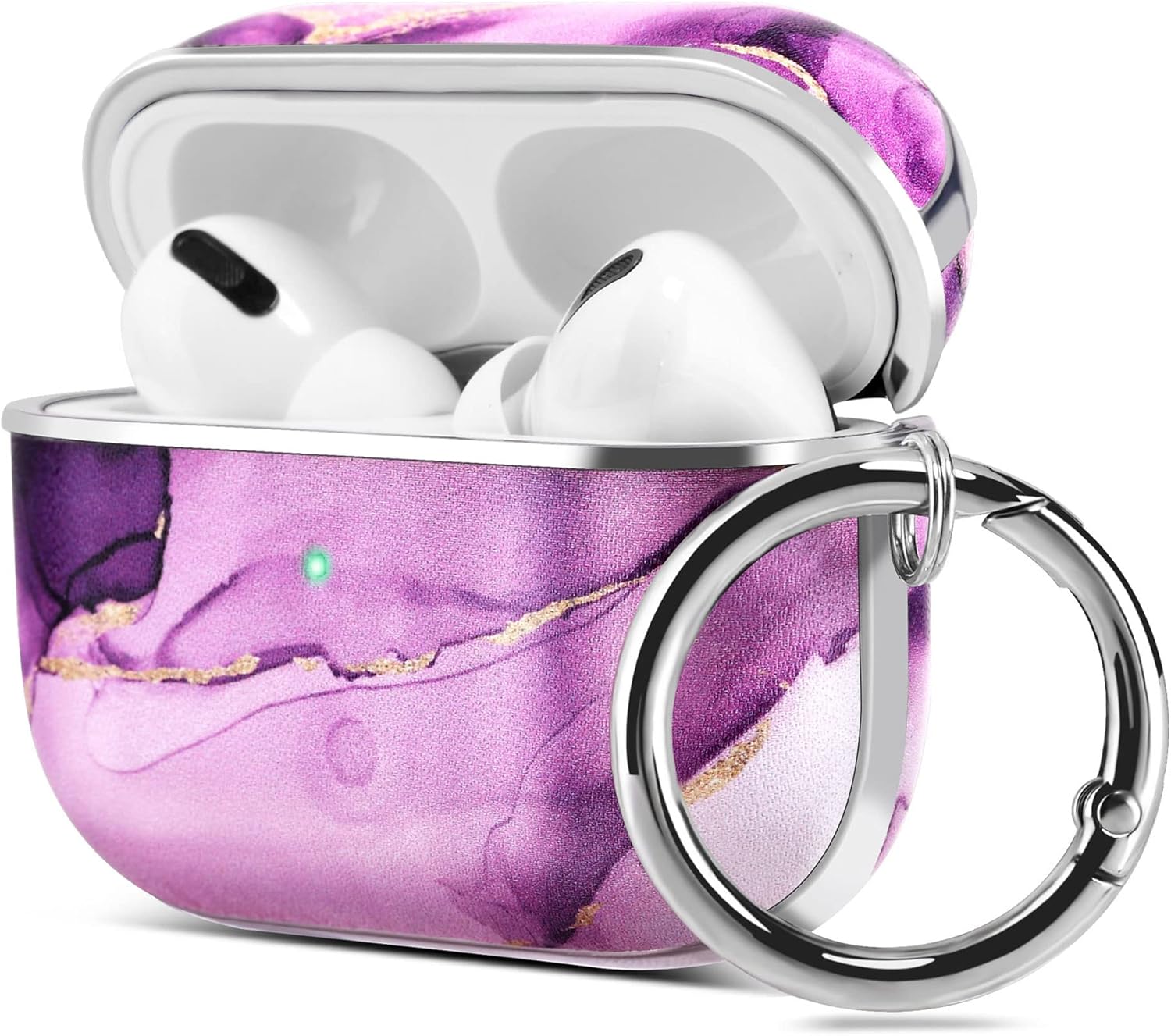 ULAK Compatible with AirPods Pro Case, Cute Designed AirPods Pro 1st Generation Case for Women Girls Pattern Leather Shockproof Protective iPods Pro Cover with Keychain for AirPod Pro 2019, Marble
