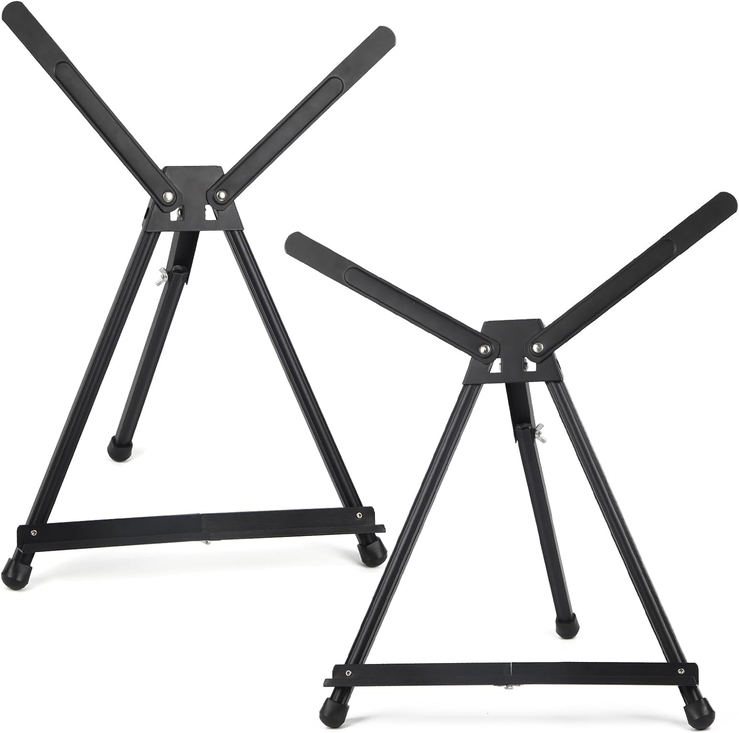 Falling in Art Aluminum 15 to 21 Tabletop Easel Display, Black Tripod with Rubber Feet, Holds Canvas, Paintings, Books, Photos, Signs (Pack of 2)