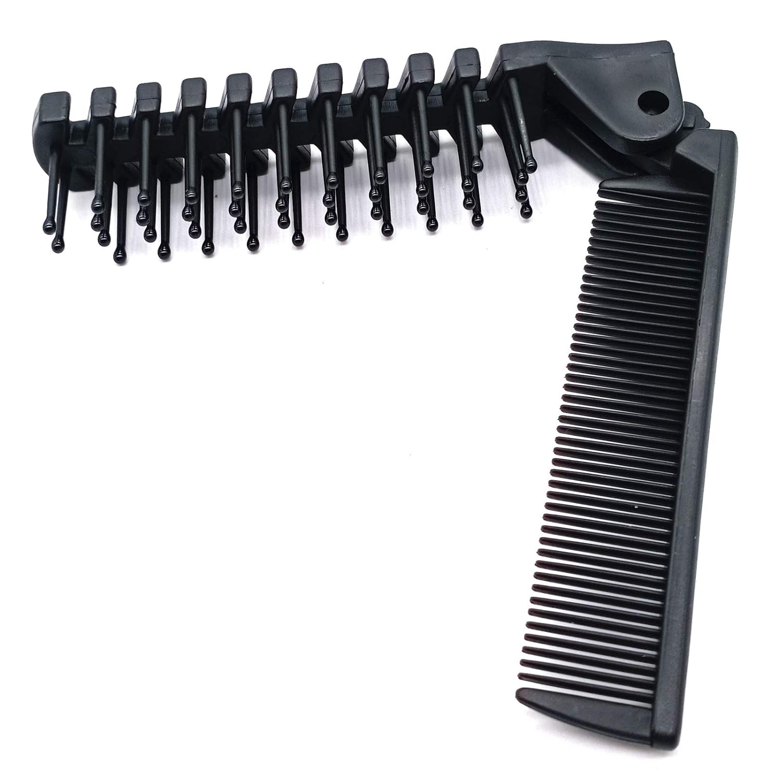 Travel Comb Brush Combo Folding Small Mini Portable Pocket Size Collapsible Foldable for Purse Women Men Black