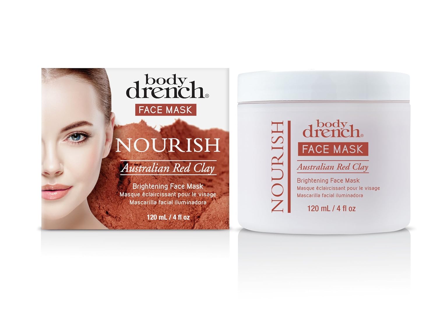 Body Drench Nourish Australian Red Clay Brightening Face Mask, 4 oz