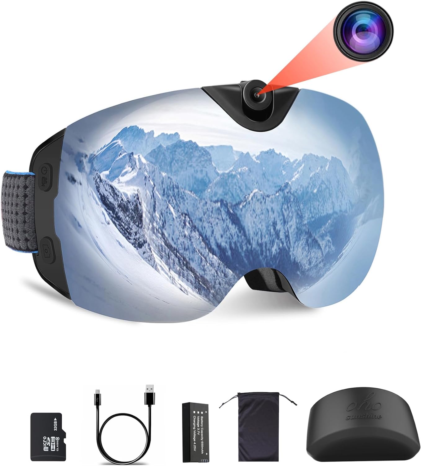 OhO 4K Smart Ski Goggles, WiFi Camera Snowboard Goggles with UV Protection, Anti Fog Men/Women