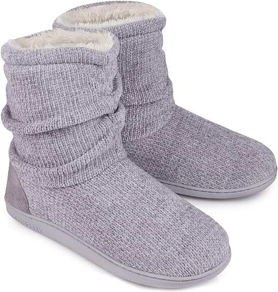 These are lightweight yet warm and comfy. Very cushy insole. Keep your ankles warm. I wear mine with wool blend knee socks. These are a bit shorter than my old pair so if you are between sizes, I would size up, especially if you're going to wear thick socks. You can always stuff the toes if they're a bit long. Like the slouch look and the pricing is perfect.