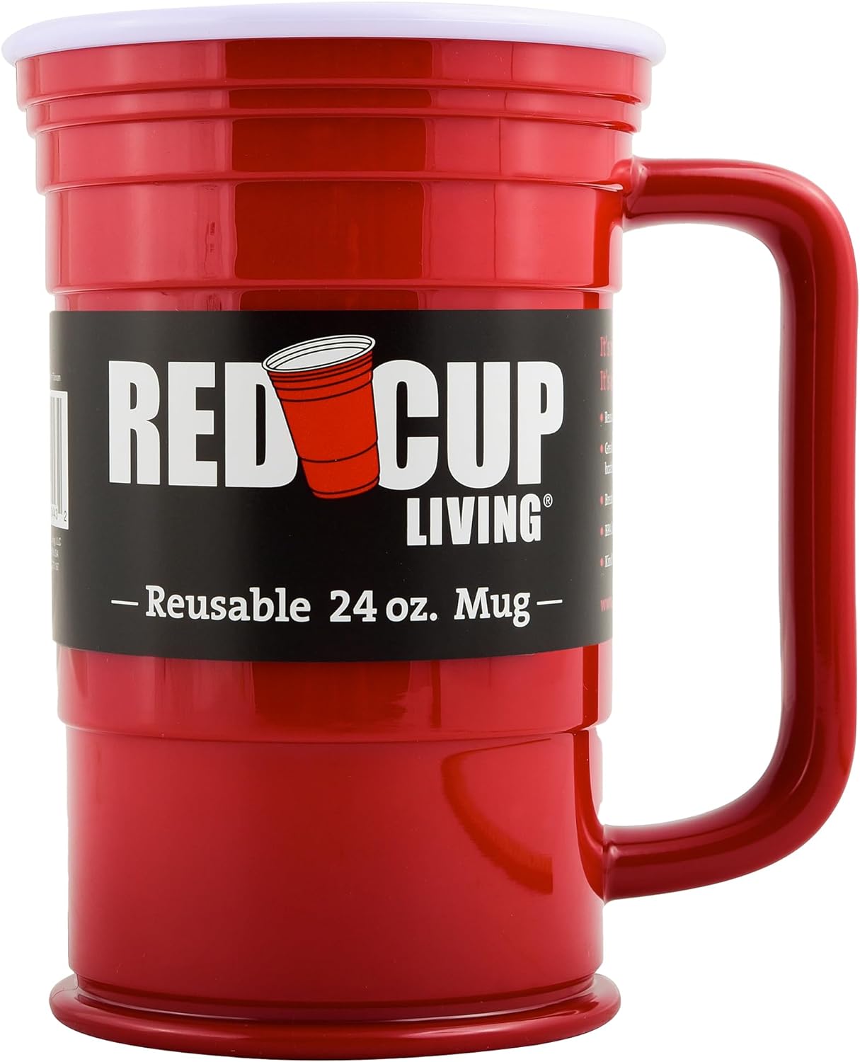 Red Beer Party Mug Glass Tumbler | Party Cups Ideal for Kids Adults | Reusable Drinking Supplies Birthday Party Camping Travel Outdoors | Durable & Unbreakable BPA Free Dishwasher Safe - 24 Oz