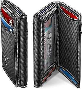 BULLIANT Men Wallet, Slim Front Pocket Leather Wallet Magnetic Closure for Gift Men 12Cards 4.3"*3.4" RFID Blocking