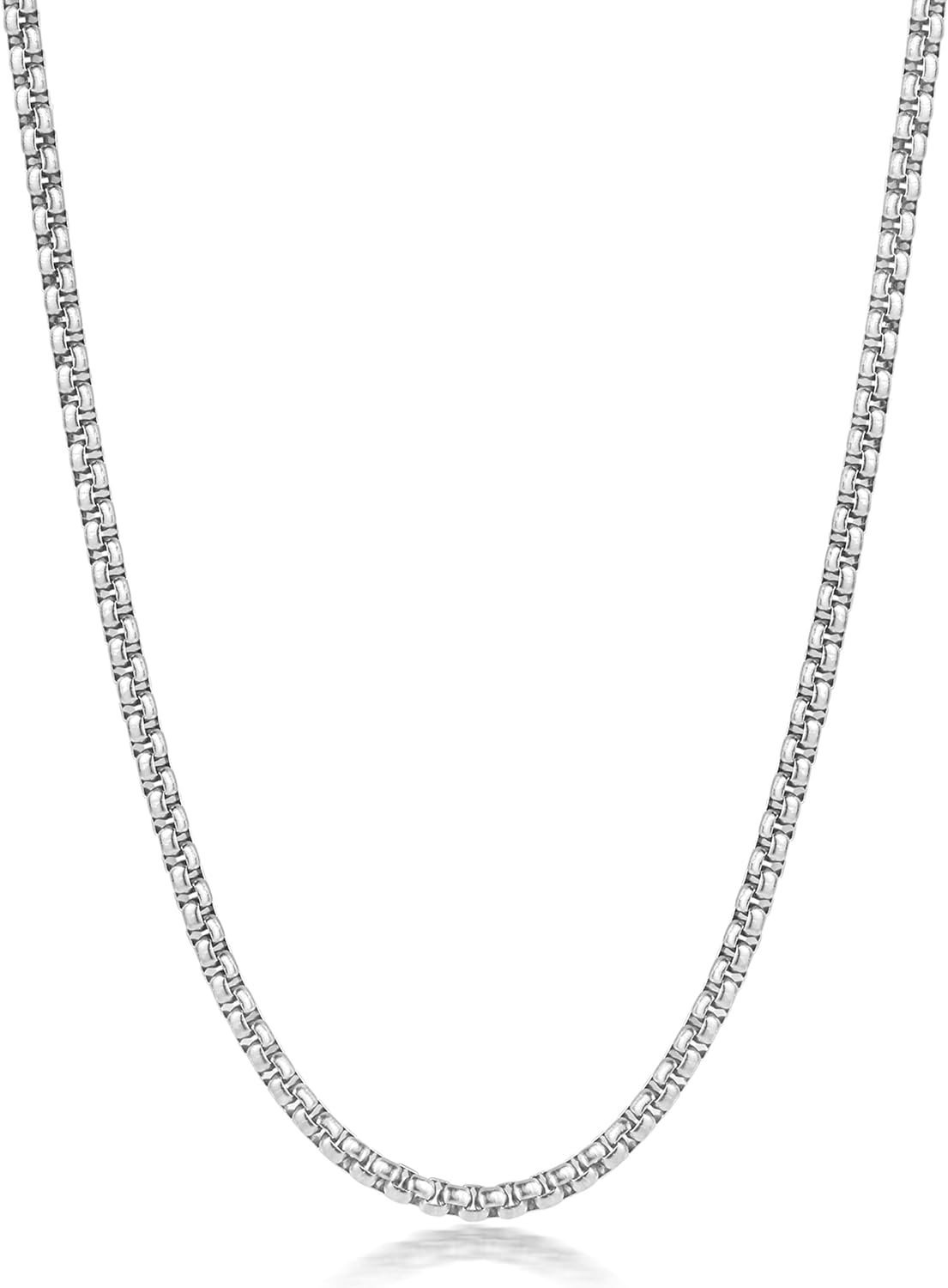 Fiusem Silver Tone Box Chain for Men, Mens Chain Necklaces, Chain Necklace for Men and Women, 2/2.5/3/4/5mm