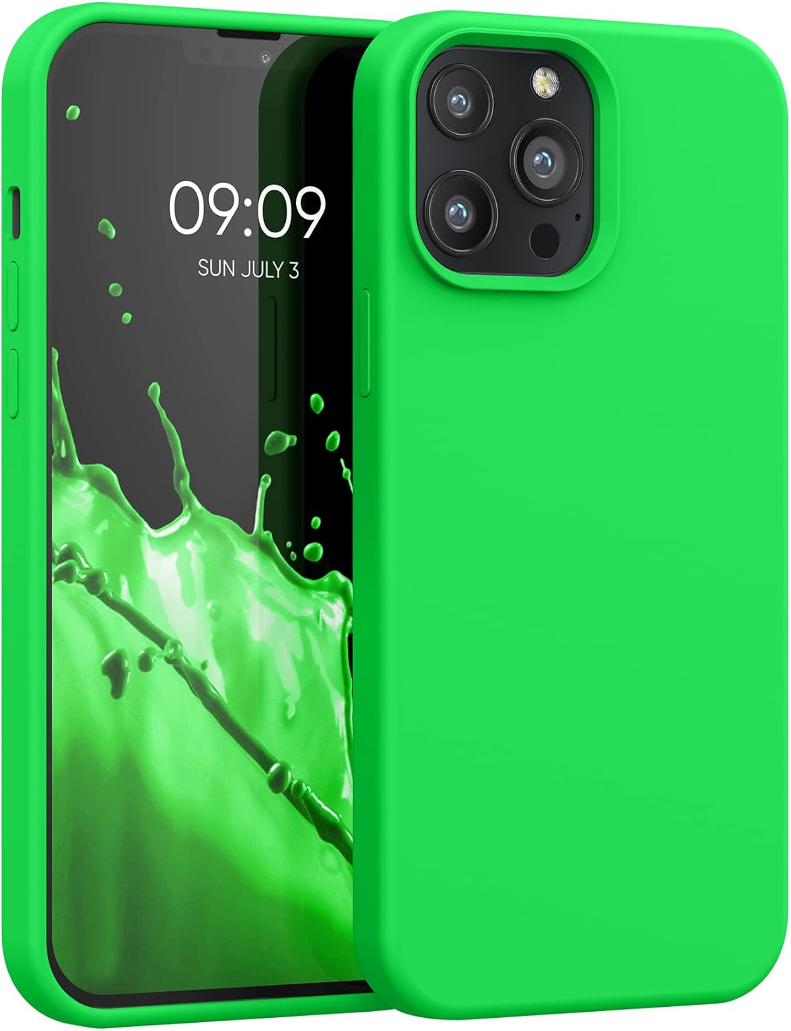 kwmobile Case Compatible with Apple iPhone 13 Pro Max Case - TPU Silicone Phone Cover with Soft Finish - Neon Green