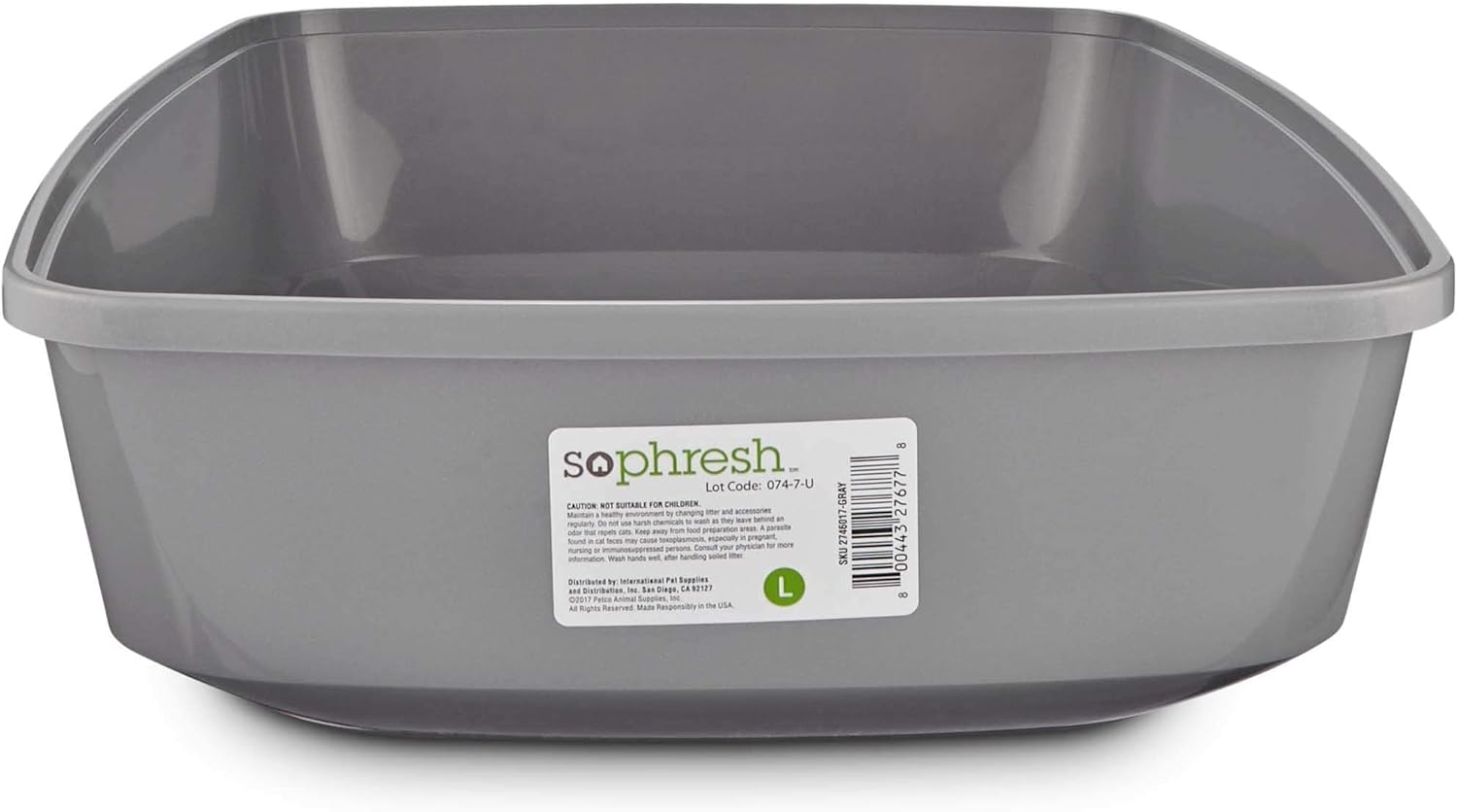 So Phresh Gray Open Cat Litter Box, Large, 19.5" L X 14.8" W X 4.7" H