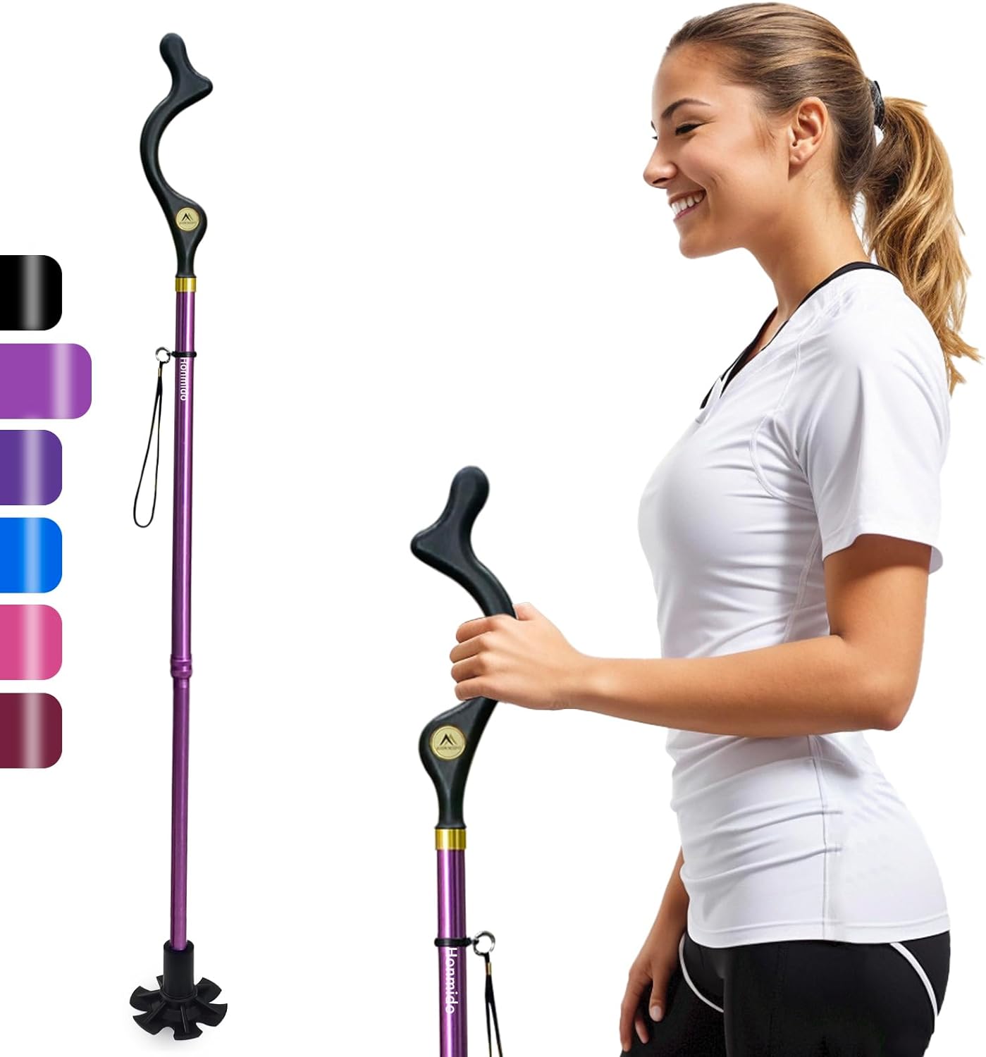 Walking Cane Foldable for Men & Women Seniors for Balance,Self Standing Folding Cane,Height Adjustable Anti-Slip Lightweight Alloy Walking Stick Collapsable for Travel Mobility Aid