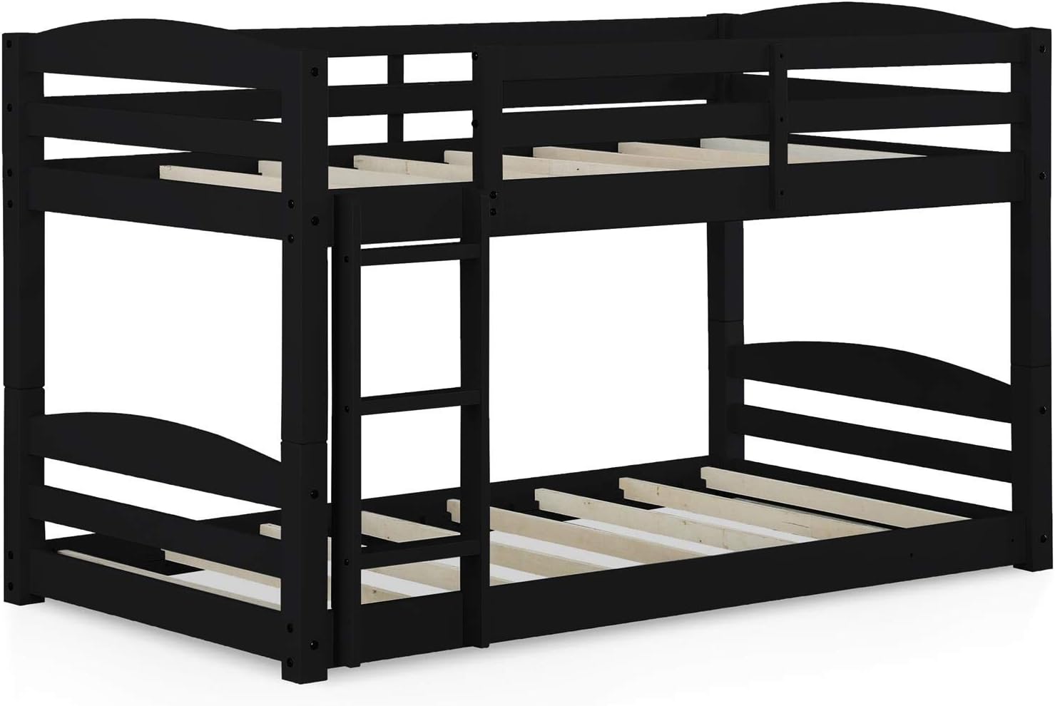 DHP+Phoenix+Convertible+Low+Wood+Floor+Bunk+Bed%2c+Stackable+and+Detachable+Bed+Frames+for+Kids%2c+Solid+Wood%2c+with+Ladder%2c+High+Guardrail%2c+Wood+Slats%2c+No+Boxspring+Required%2c+Twin-Over-Twin%2c+Black