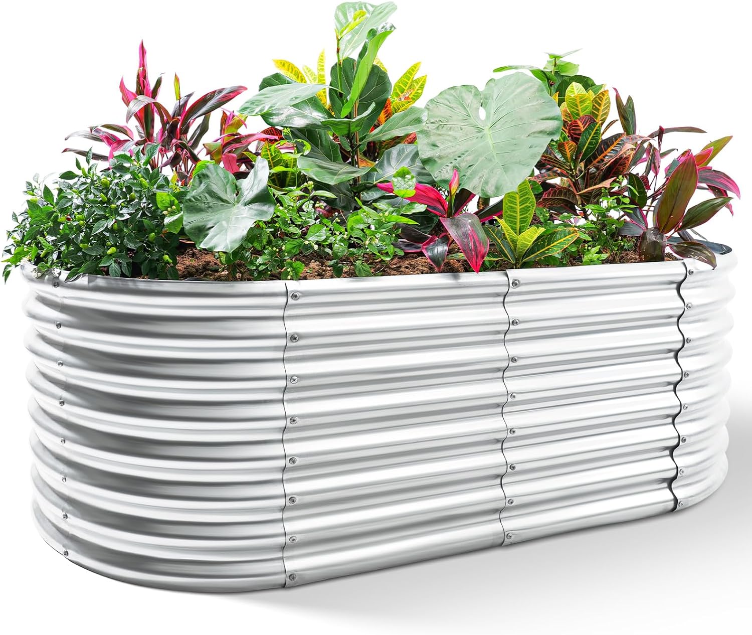 Land Guard 6��3��2ft Galvanized Raised Garden Bed Kit, Galvanized Planter Raised Garden Boxes Outdoor, Oval Large Metal Raised Garden Beds for Vegetables��