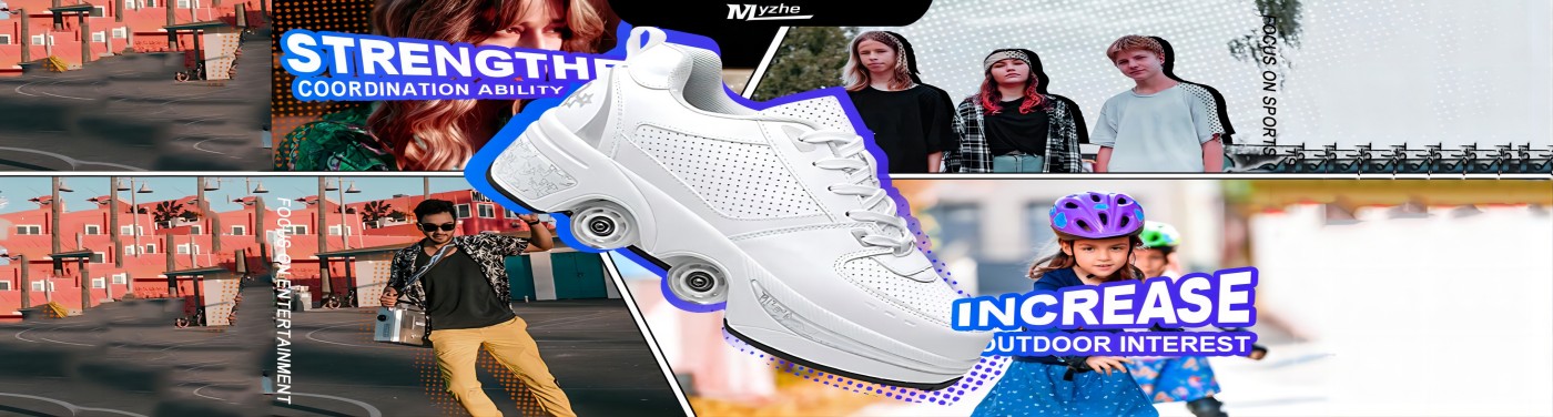 Double-Row Deform Wheel Automatic Walking Shoes Invisible Deformation Roller Skate 2 in 1 Removable Pulley Skates Skating Parkour