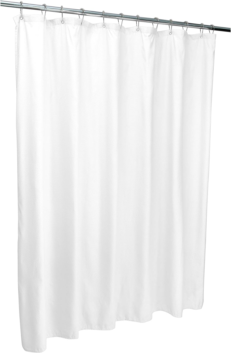 Bath Bliss, White 70"x 72" Microfiber Soft Touch Diamond Design Shower Curtain Liner, Machine Washable, Rust Resistant Grommets, Repels Water, 70" x 72