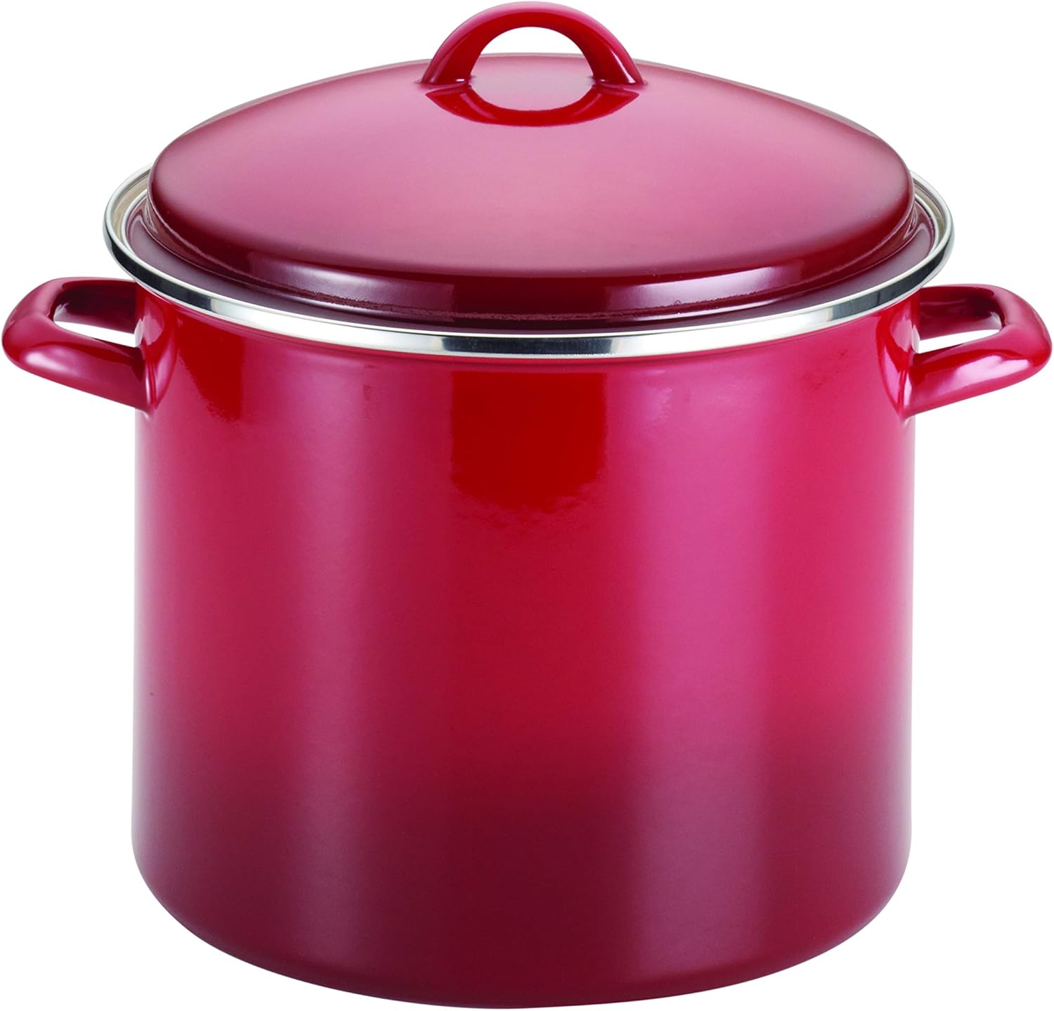 Rachael Ray Enamel on Steel Stock Pot/Stockpot with Lid, 12 Quart, Red Gradient