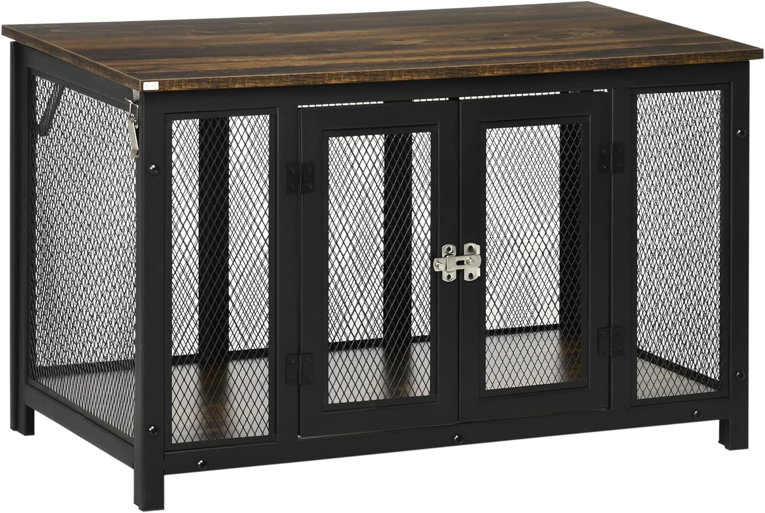 PawHut Furniture Style Dog Crate with Openable Top, Big Dog Crate End Table, Puppy Crate for Small Dogs Indoor, Spacious Interior, Pet Kennel, Brown, Black