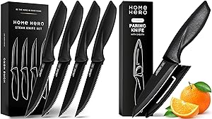 Home Hero 4pcs Steak Knives + 2pcs Paring Knife