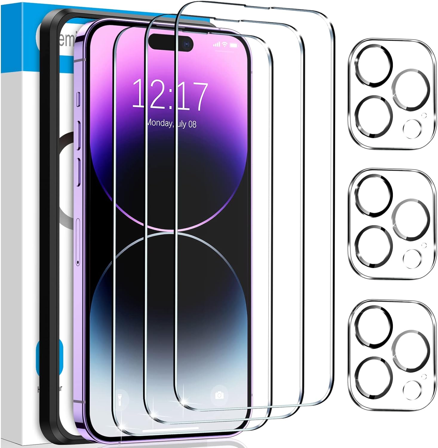 Fotbor for [3+3 Pack] iPhone 14 Pro Max Screen Protector with Camera Lens Protector, 9H Shatterproof Tempered Glass Film with Easy Installation Frame, HD Clear Sensitive Full Coverage 6.7 Inch