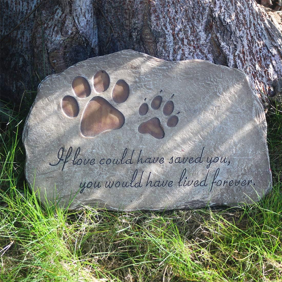 Paw Prints Dog Pet Memorial Stones, Pet Garden Stone Grave Marker for Dog or Cat, Hand-Painted Pet Memorial Gift Loss Gifts Sympathy Gifts for Dogs or Cats Indoor or Outdoor, 11 x 8