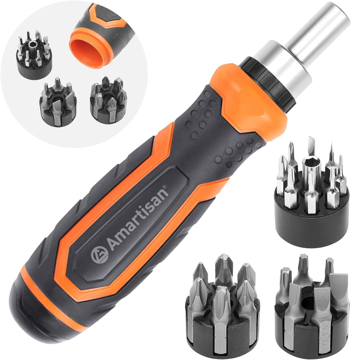 Amartisan 22 IN 1 Ratchet Screwdriver Set, Precision Multi-bit Ratchet Screw Drivers, Slotted/Philips/Pozi/Torx