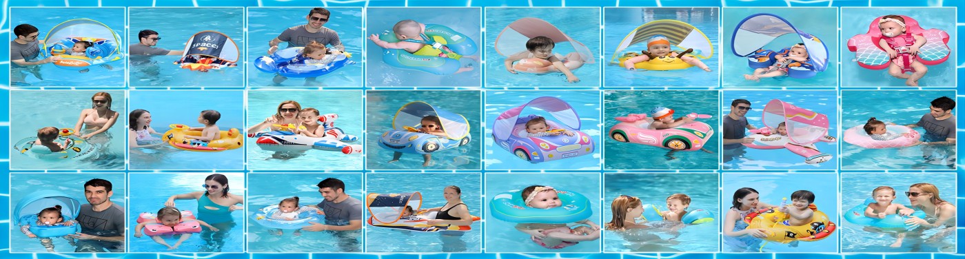 Free Swimming Baby Infant Pool Float with Sun Canopy Inflatable Baby Swimming Floatie with Sponge Safety Bottom Support Water Toys Swimming Trainer for Age of 3-72 Months (Pink, Large)