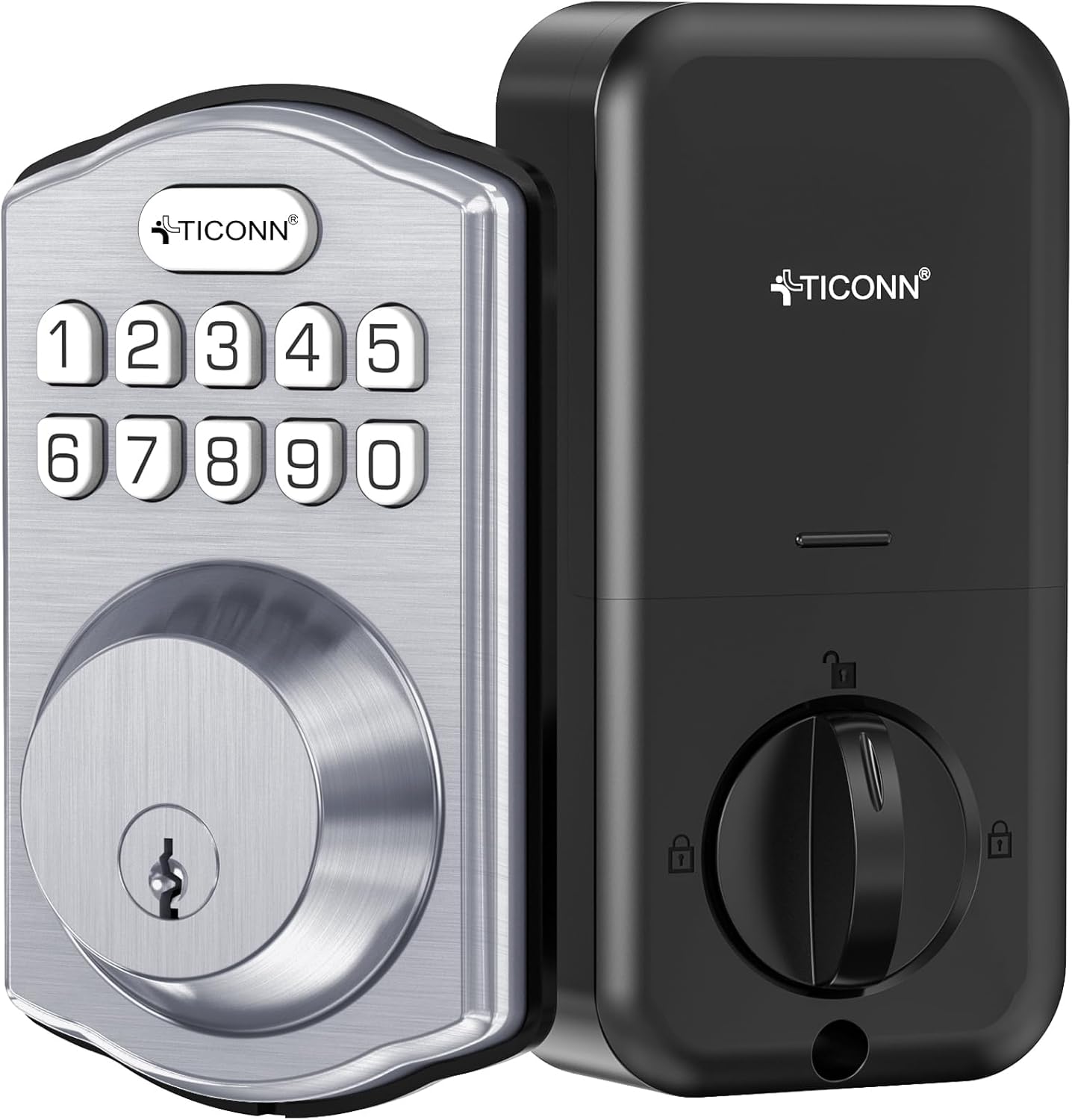 TICONN Keyless Deadbolt Entry Door Lock, Keypad Locks for Front Door with Passcode, Traditional Door Lock Security with Auto Lock and Spare Keys (Satin Chrome)