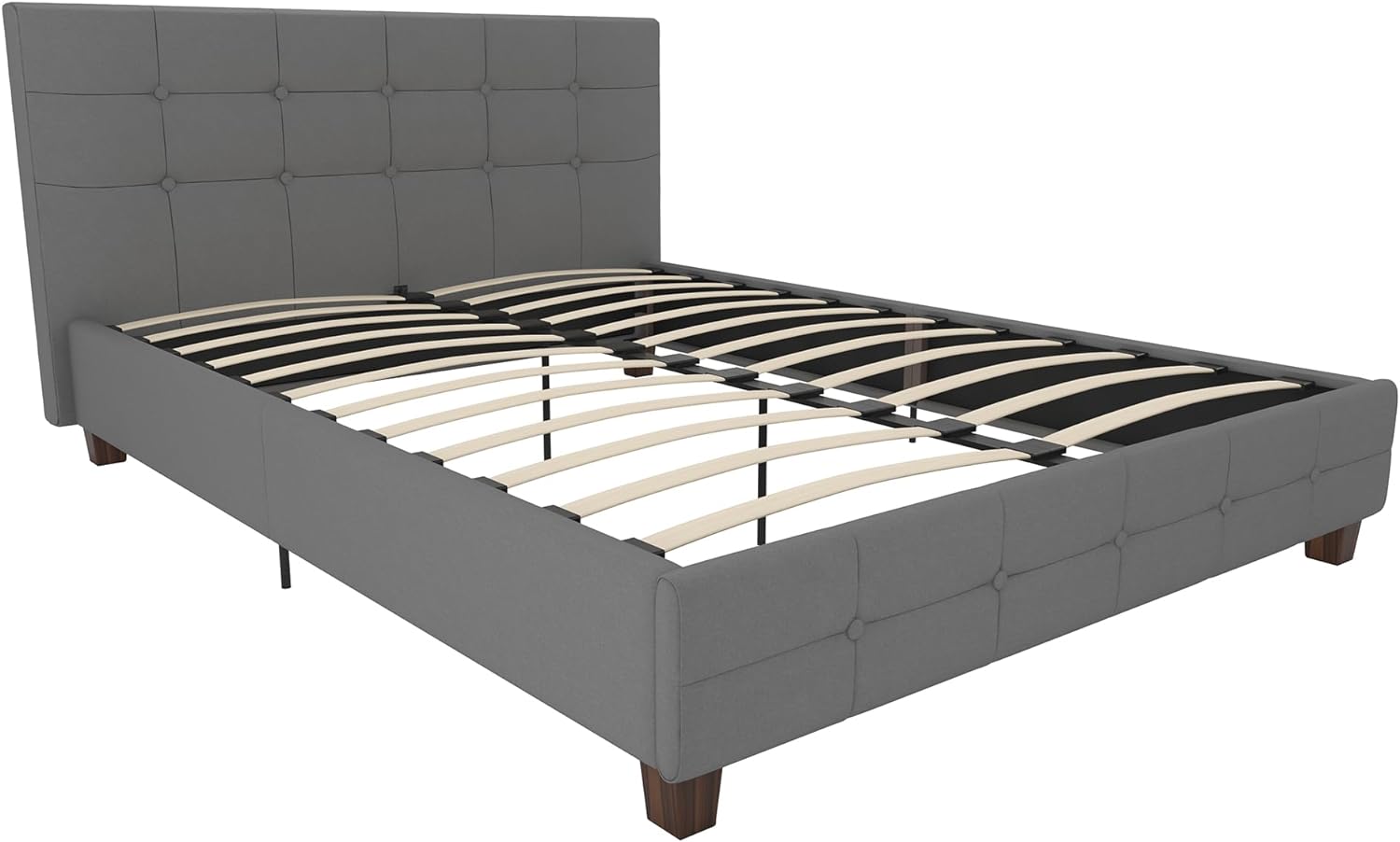 DHP Rose Upholstered Platform Bed with Button Tufted Headboard and Footboard, No Box Spring Needed, Queen, Gray Linen