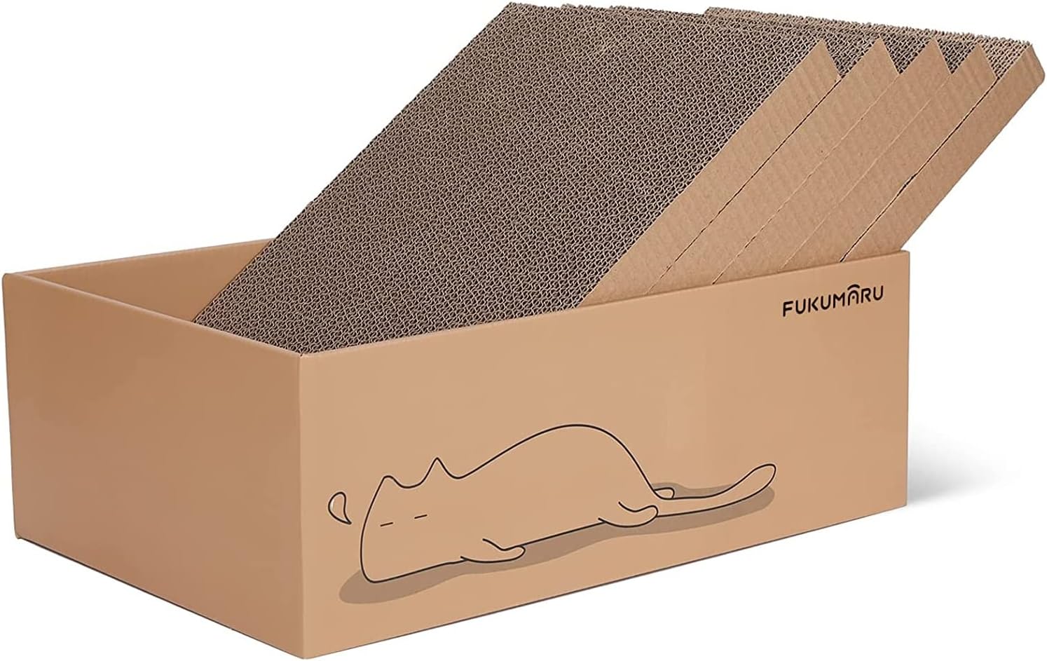 FUKUMARU 5 PCS Cat Scratching Boards, 17.1 X 11.4 Inch Ex-Large Cat Scratcher Box, Reversible Cardboard Scratchers for Indoor Cats, Cat Scratch Box for Large, Medium and Small Cats, Protect Furniture