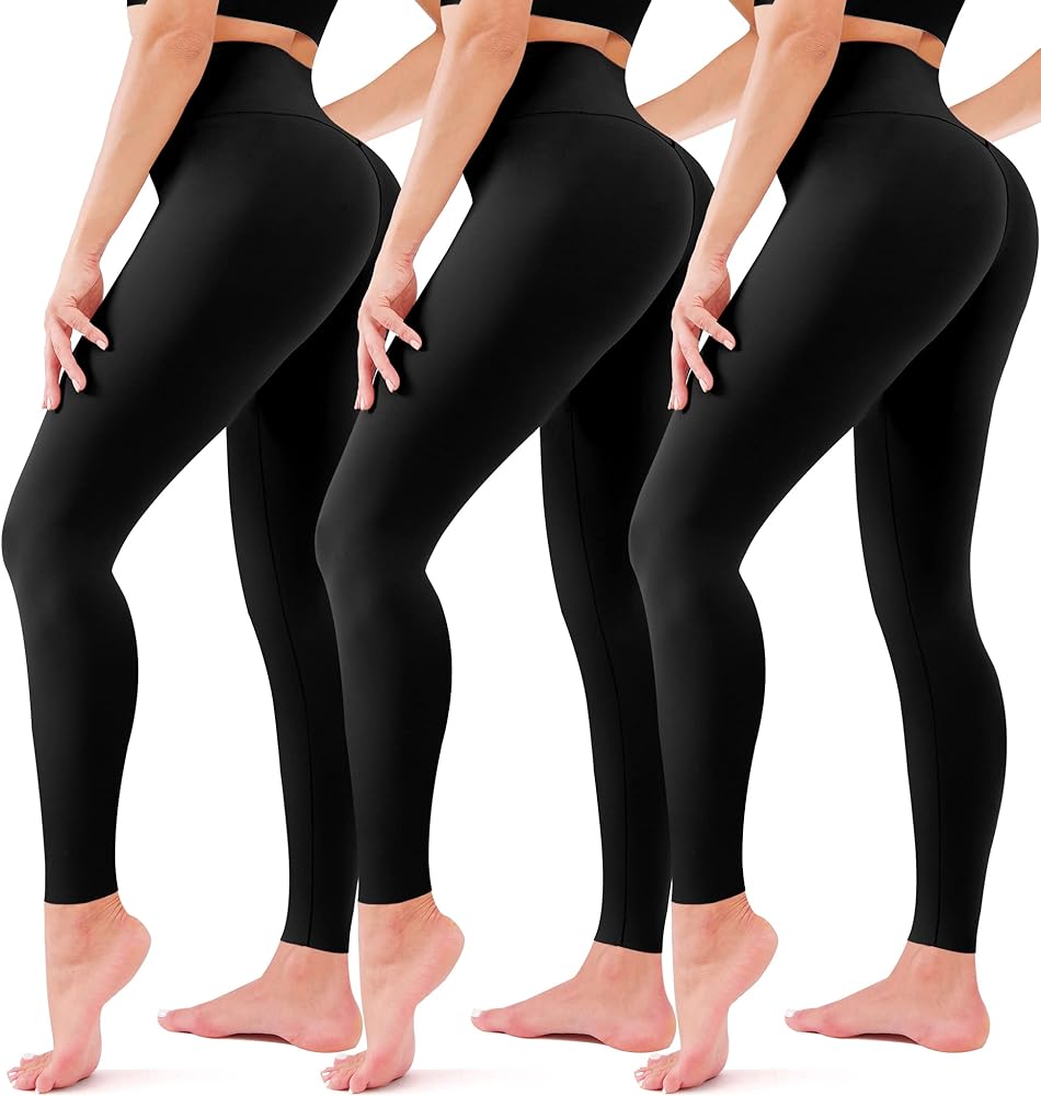 3 Pack Leggings for Women-No See-Through High Waisted Tummy Control Yoga Pants Workout Running Legging