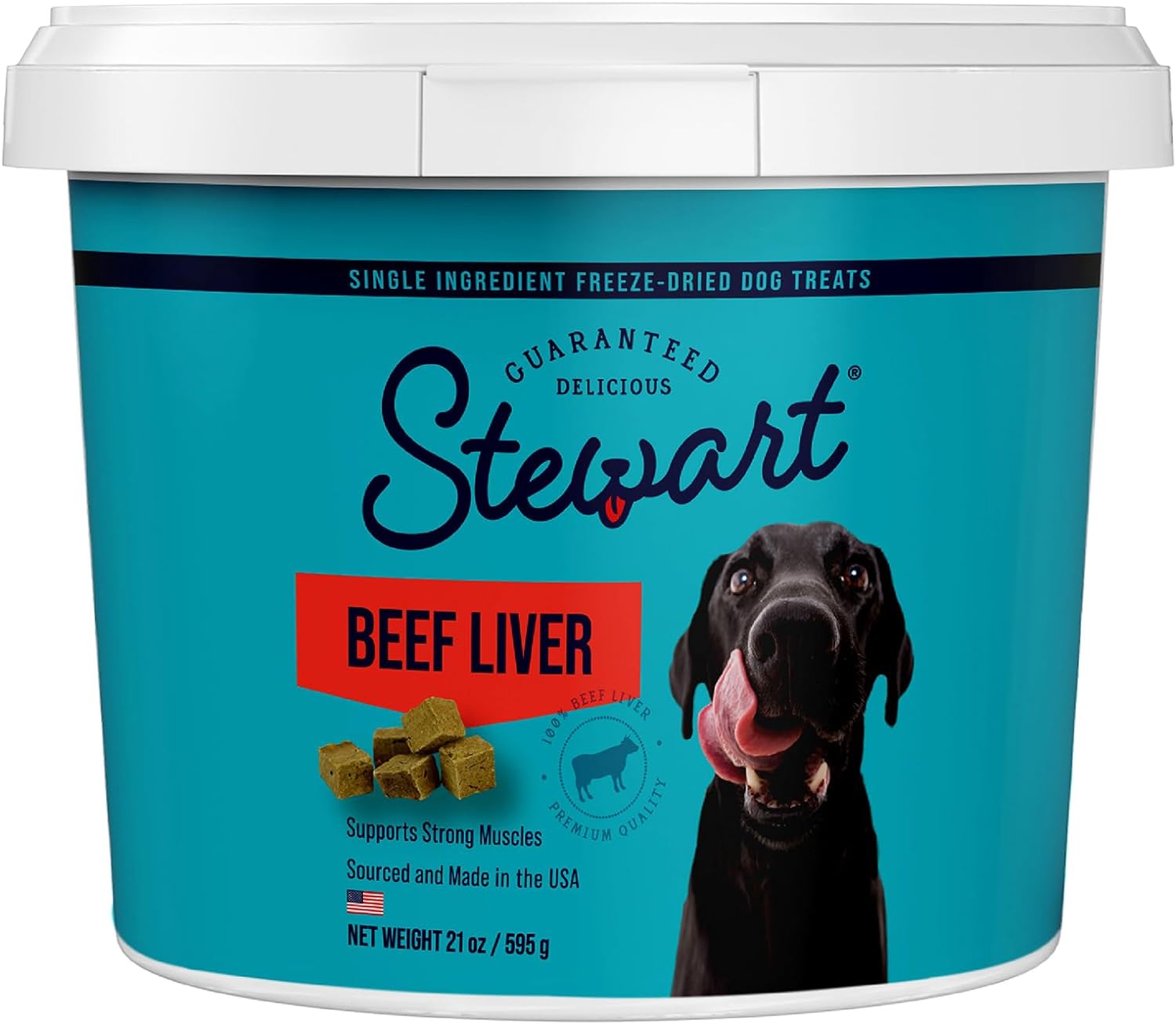 Stewart Freeze Dried Dog Treats, Beef Liver, Salmon, Chicken Liver & Chicken Breast, 4 oz, 12 oz, 14 oz, 21 oz, Resealable Tub, Grain Free & Gluten Free, Single Ingredient, Dog Training Treats