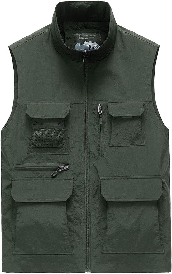 Flygo Mens Summer Casual Lightweight Outdoor Work Fishing Photo Travel Utility Vest with Pockets