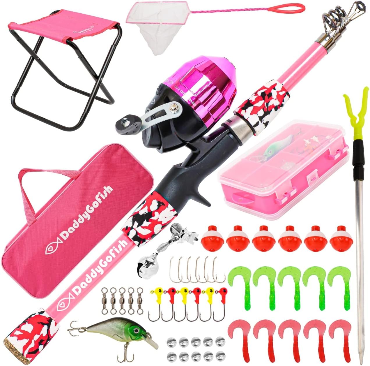 Kids Fishing Pole - Rod Reel Combo Tackle Box Starter Set - First Year Small Dock Gear Kit for Boys Girls Toddler Youth Age Beginner Little Children Junior Anglers