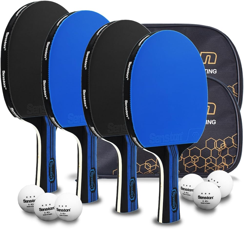 Senston Ping Pong Paddles Family Entertainment 4-Pack Table Tennis Paddle, Ideal for Entertainment or Competition - Ping Pong Set with Advanced Speed, Control and Spin.