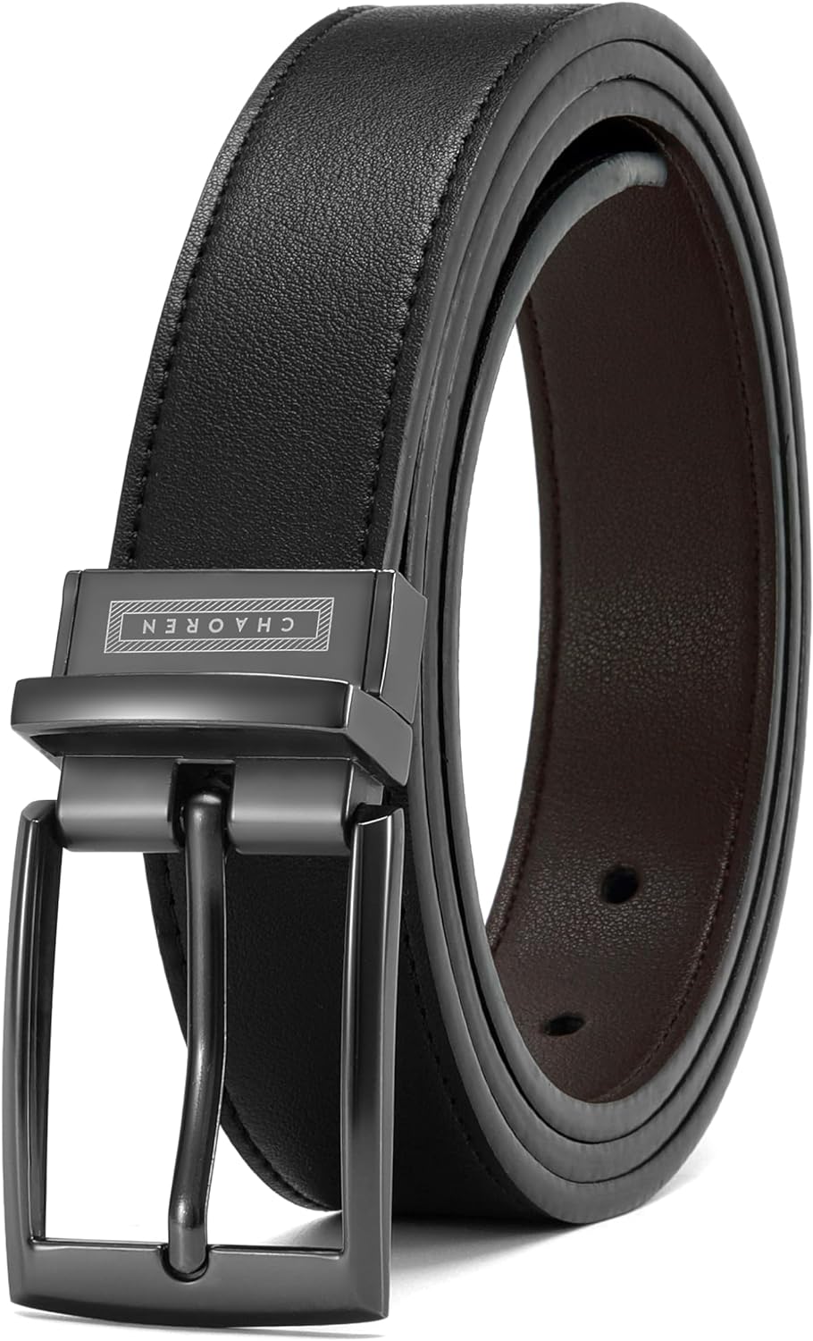 CHAOREN Boys Dress Belt, Most Size Kids Reversible Belt - One Belt Two Style, Youth Belt Boys Premium Leather 1 1/4"