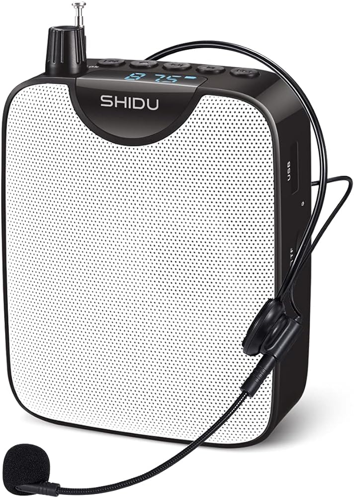 I like the simple design of this device. I used it for voice amplification and it works a whole lot better than another device I reviewed. The voice was quite clear - but be very careful not to have it turned on when the speaker is behind the microphone as the feedback could be deafening. It makes a good loud noise.It also has a line-in for other music devices and can play music off a USB thumb drive.  The charging cable has a USB-mini connector - similar to that on my old Olympus cameras. So be careful to keep the charging cable with the device if you have newer connectors on other devices.