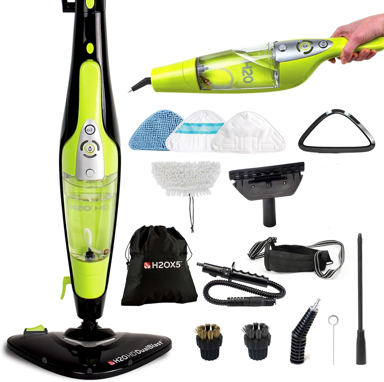 H2O HD DUALBLAST Steam Mop and Handheld Steam Cleaner For Floor Cleaning, Hardwood Floors, Grout Cleaner, Upholstery Cleaner, Tiles and Carpets