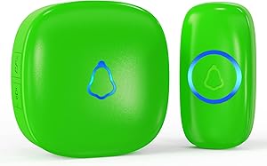 SECRUI Wireless Doorbells for Home, Classrooms, Apartments, Businesses, etc. Easy to Use, Adjustable Volume, 58 Chimes, Colorful LED, Waterproof, 1000Ft Range, M520+F55, Green